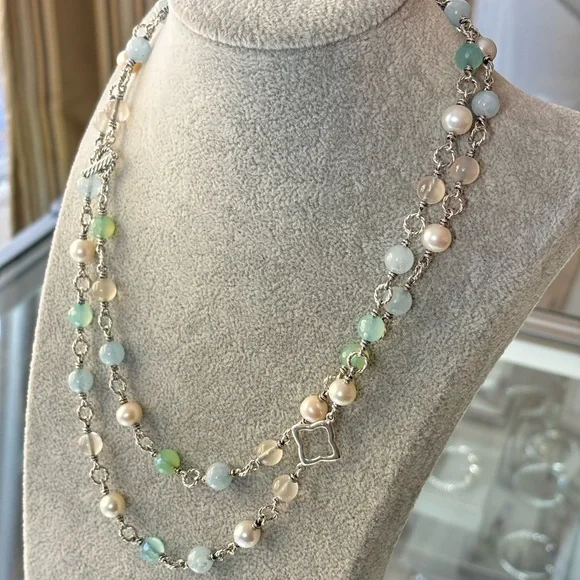 David Yurman Multi-Stone Venetian Quatrefoil Necklace 40" - Picture 9 of 10